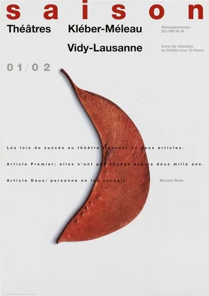Saison 01/02 Théatres Kléber-Meleau. Vidy-Lausanne