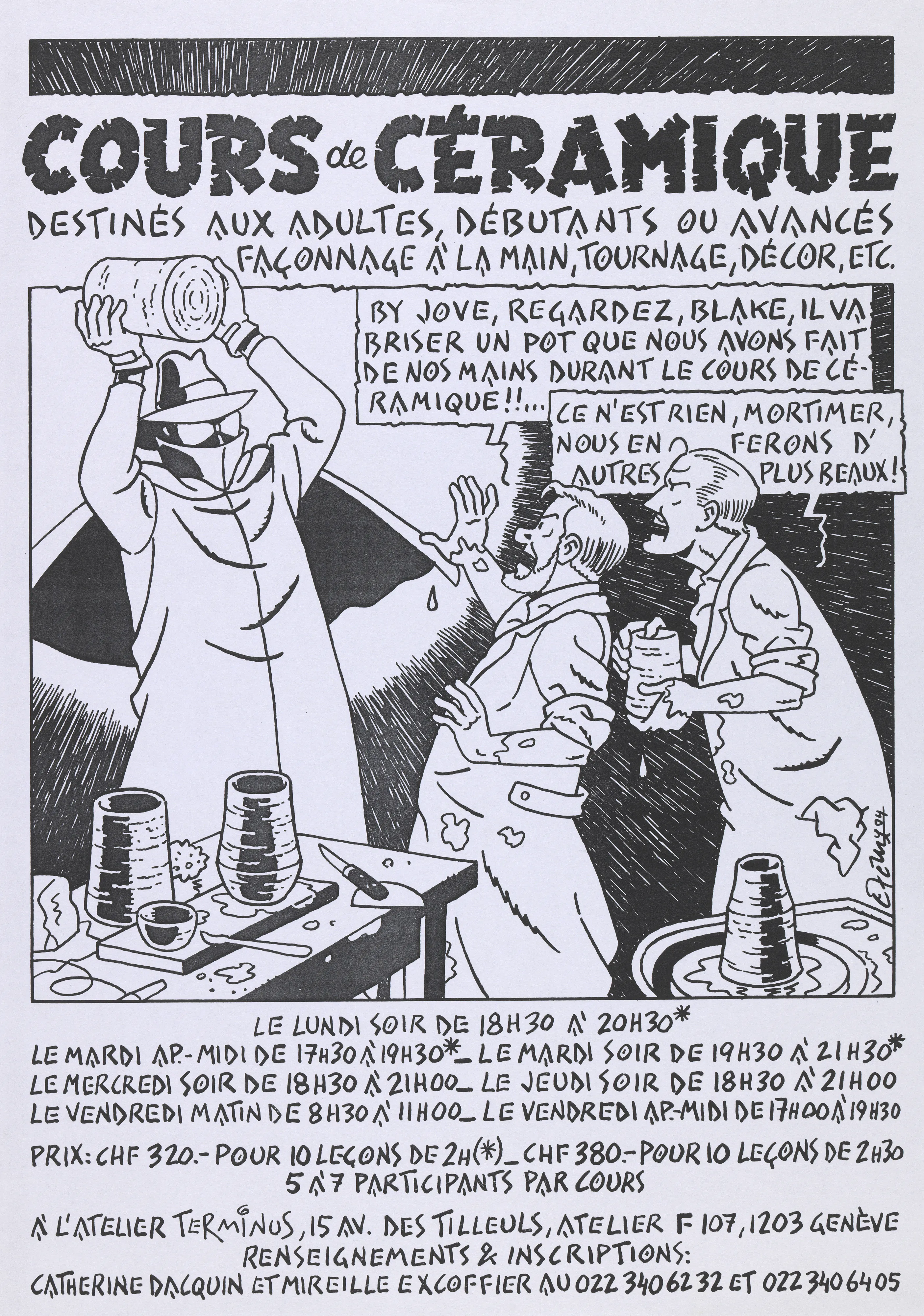 Cours de céramique destinés aux adultes, débutants ou avancés