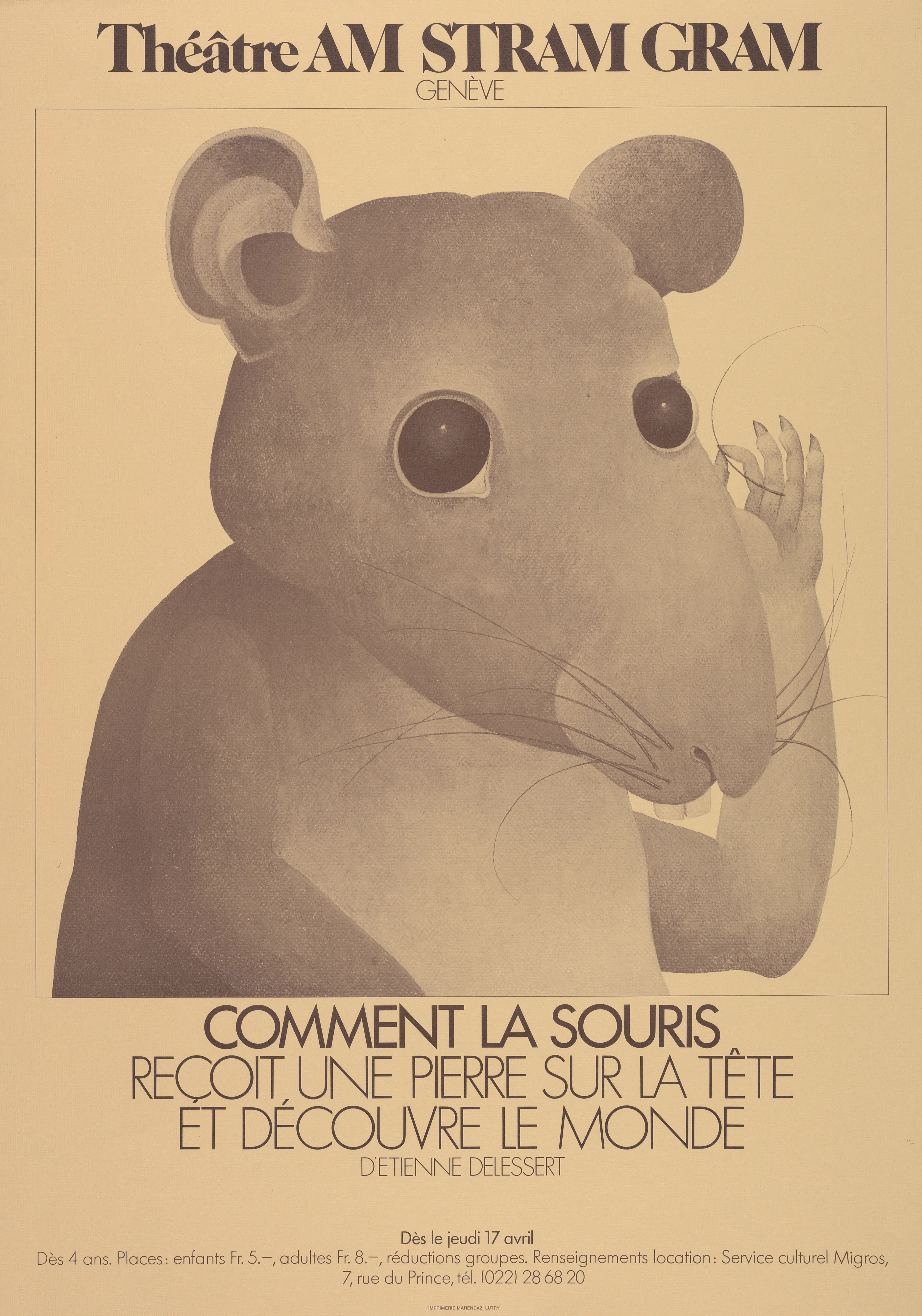 Comment la souris reçoit une pierre sur la tête et découvre le monde d’Etienne Delessert, Théâtre Am Stram Gram