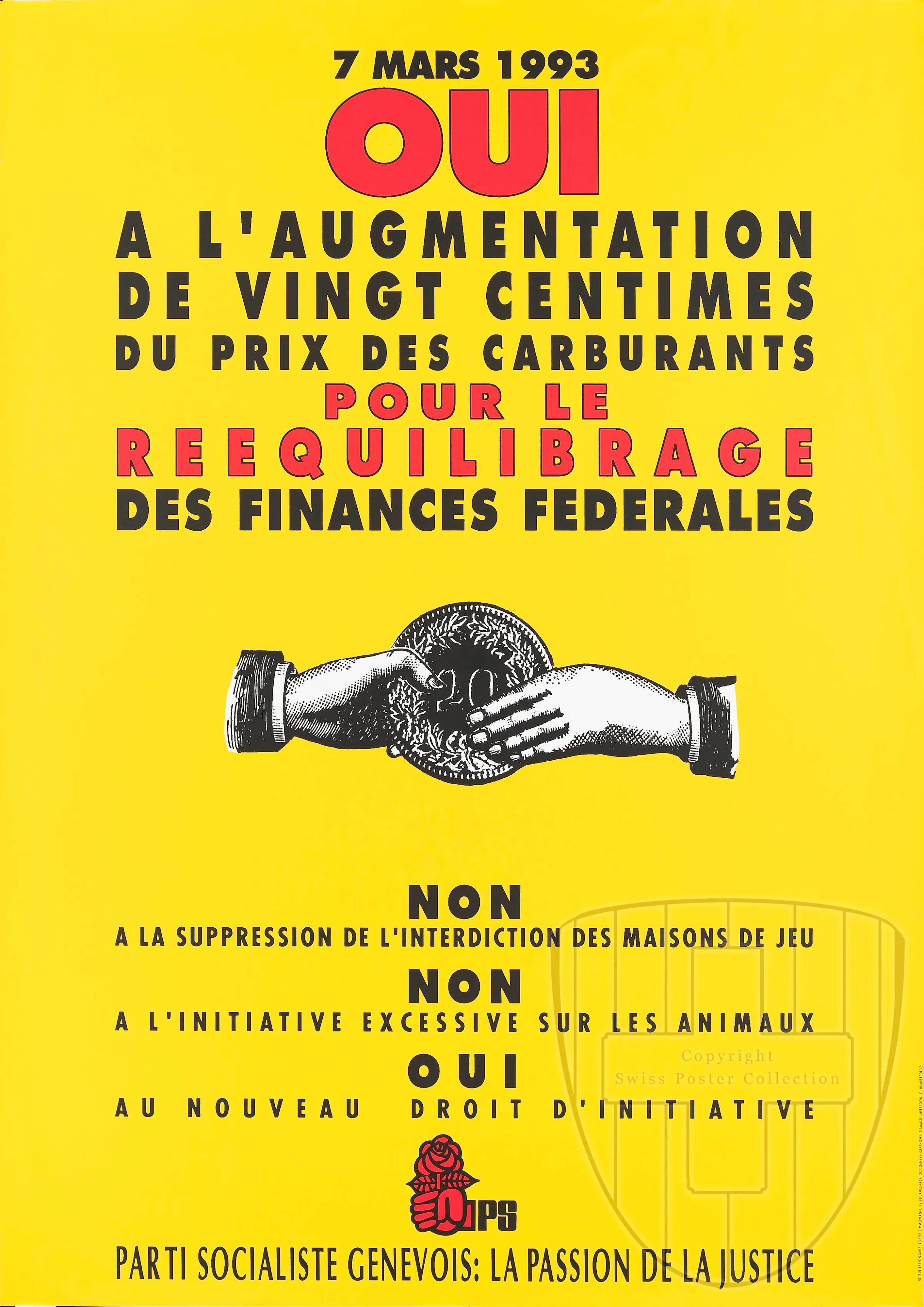 7 mars 1993 Oui à l’augmentation de vingt centimes du prix des carburants pour le rééquilibrage des finances fédérales