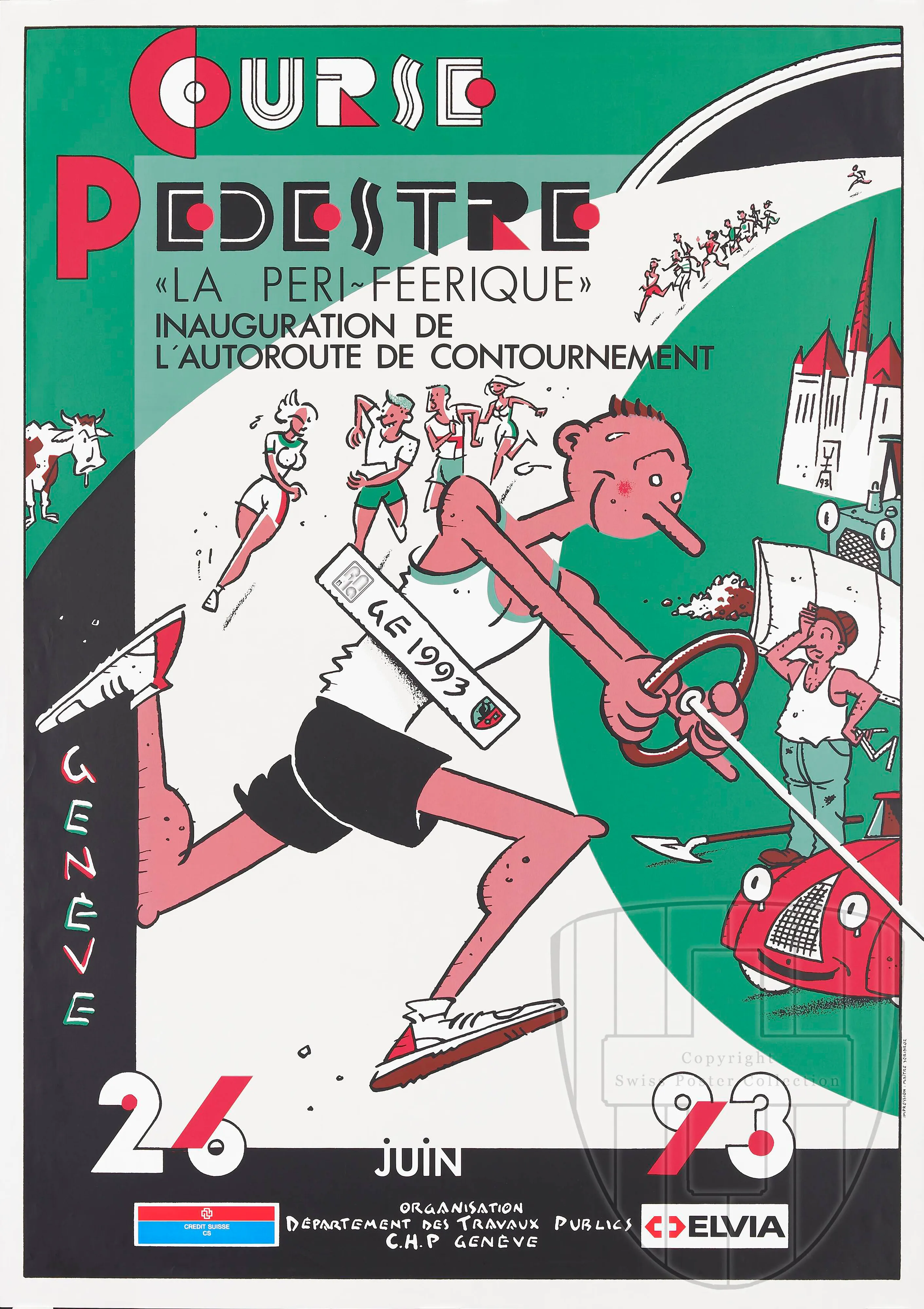 Course pédestre “la péri-féerique” inauguration de l’autoroute de contournement Genève 26 juin 93