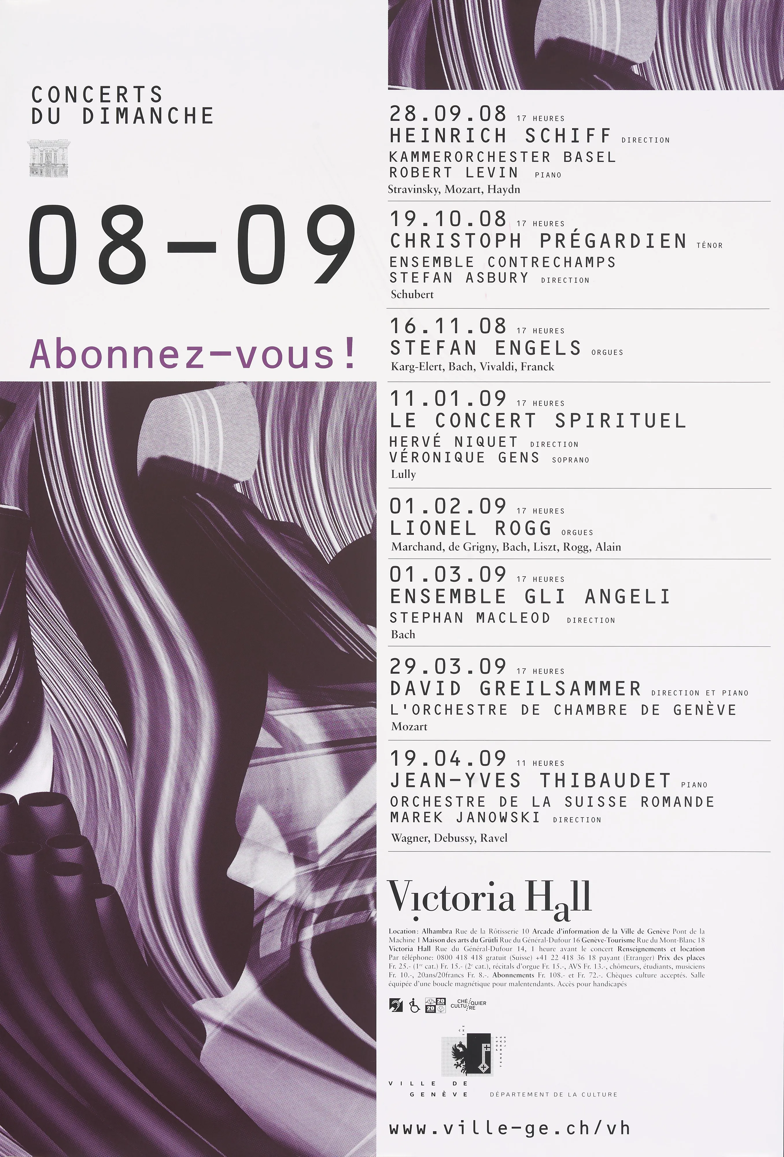 Concerts du dimanche 08-09. Abonnez-vous!
