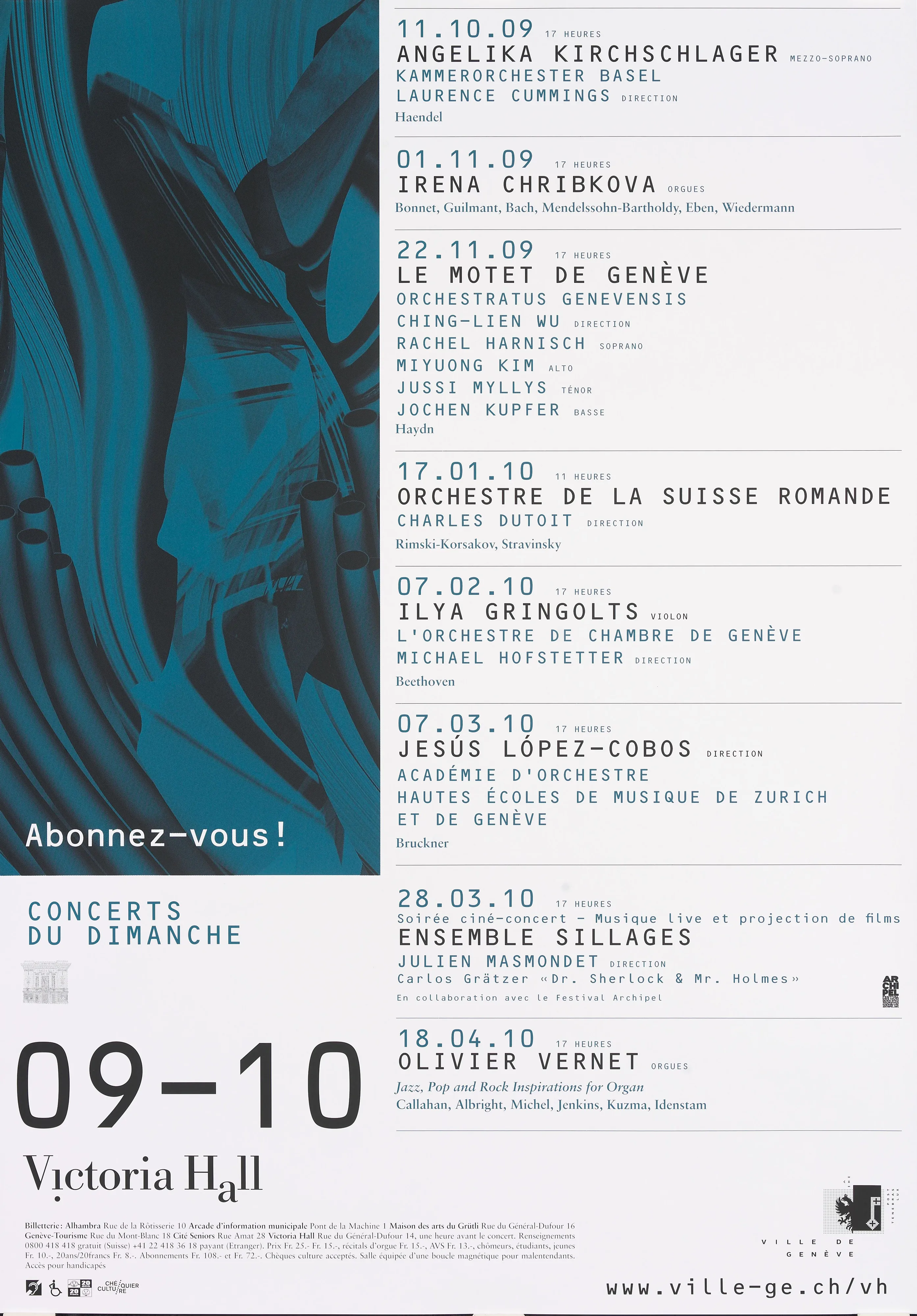 Concerts du dimanche 09-10. Abonnez-vous!