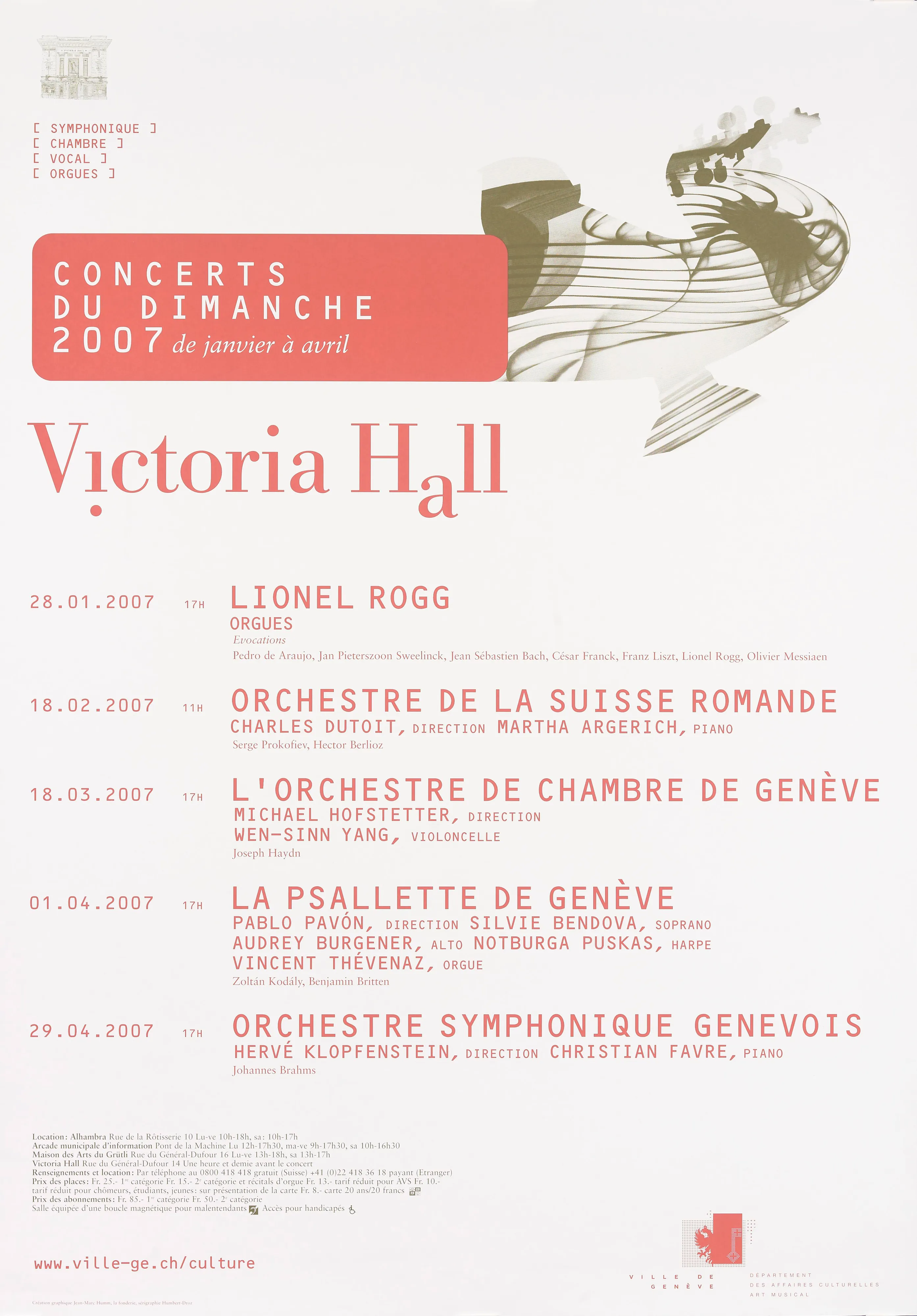 Victoria Hall. Concerts du dimanche 2007