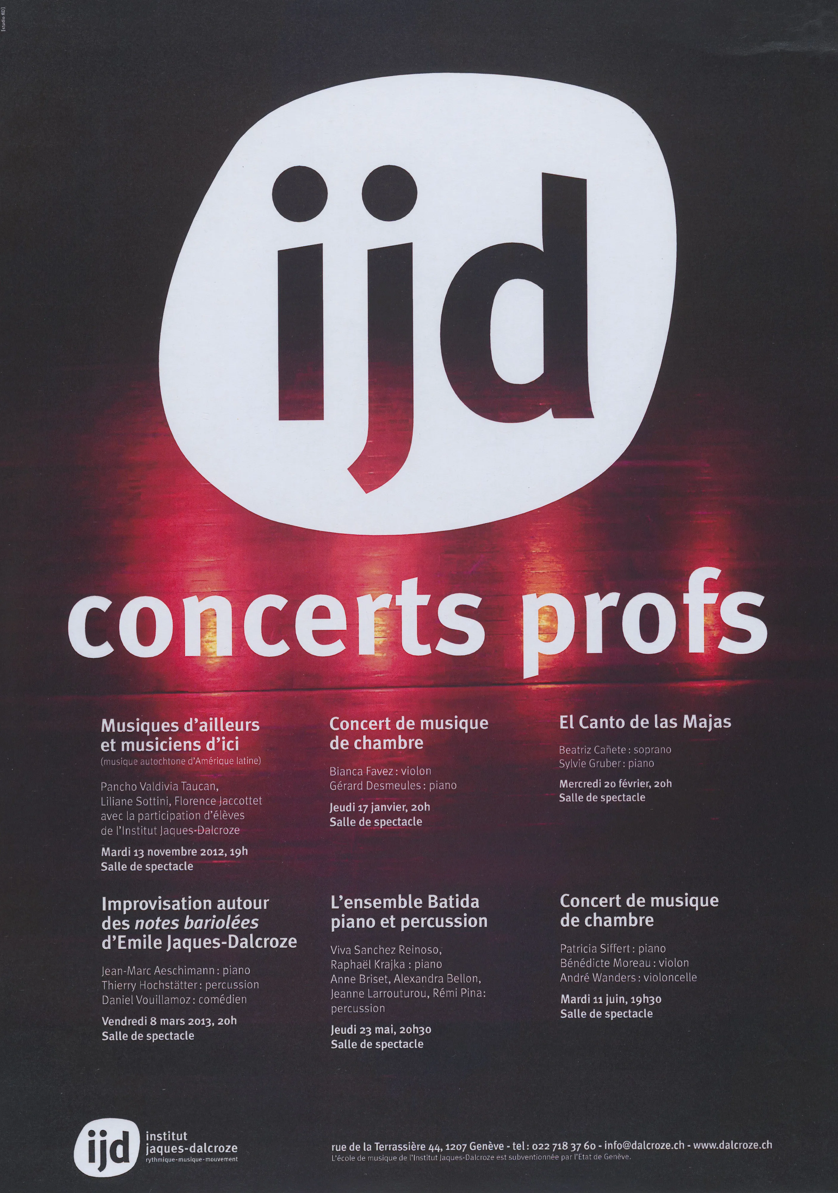 Institut Jaques-Dalcroze, Concerts profs