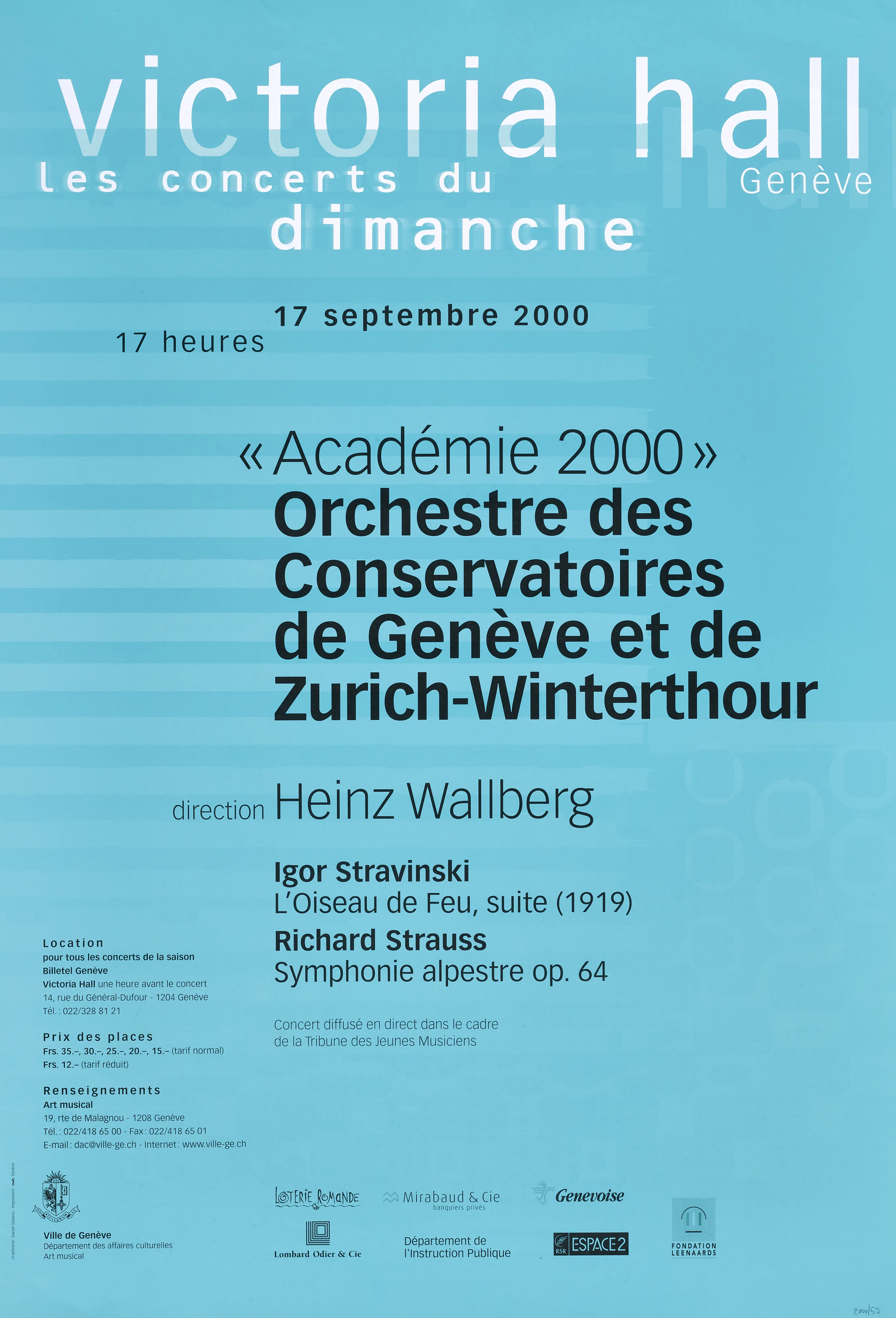 Victoria Hall. Les concerts du dimanche