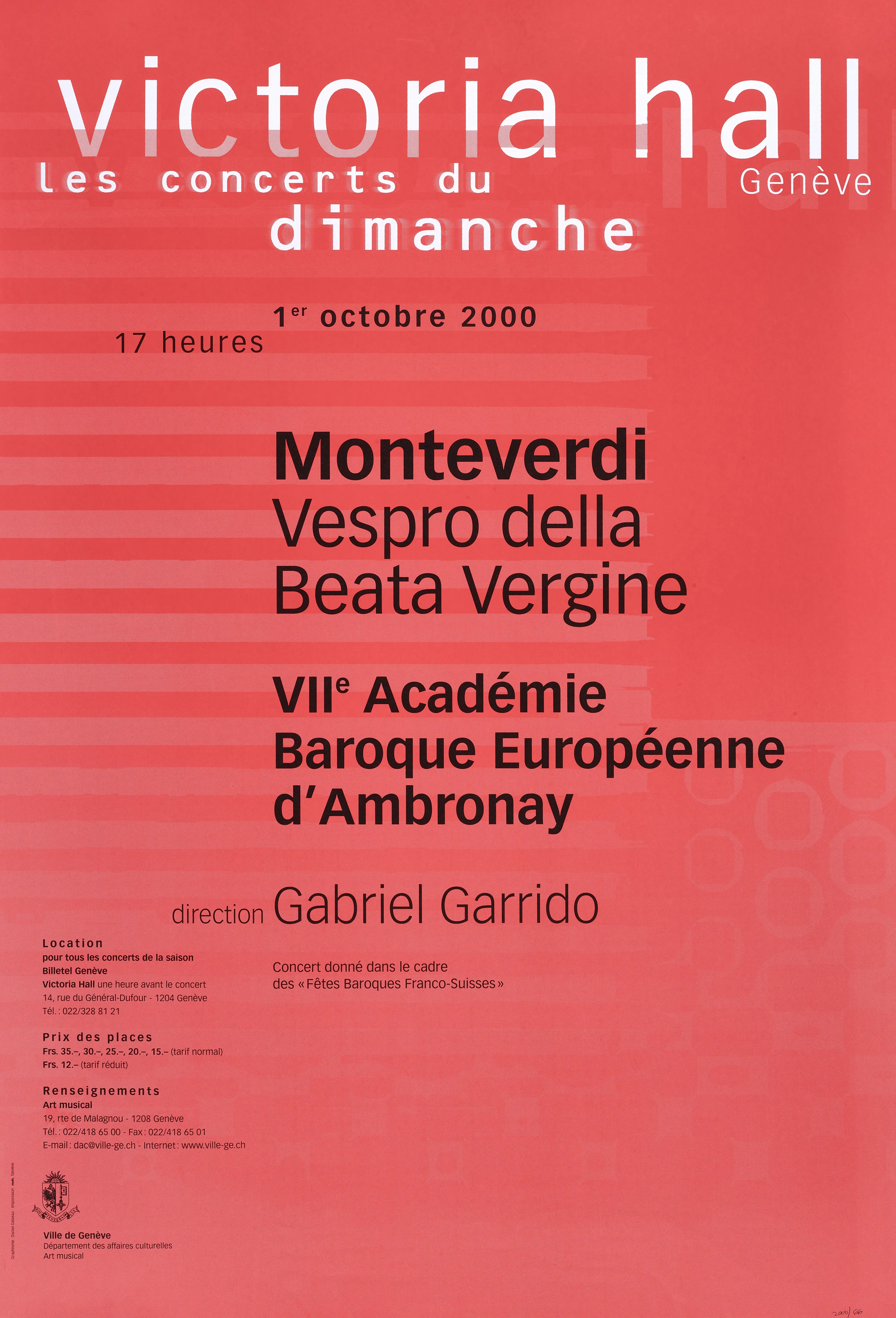 Victoria Hall. Les concerts du dimanche
