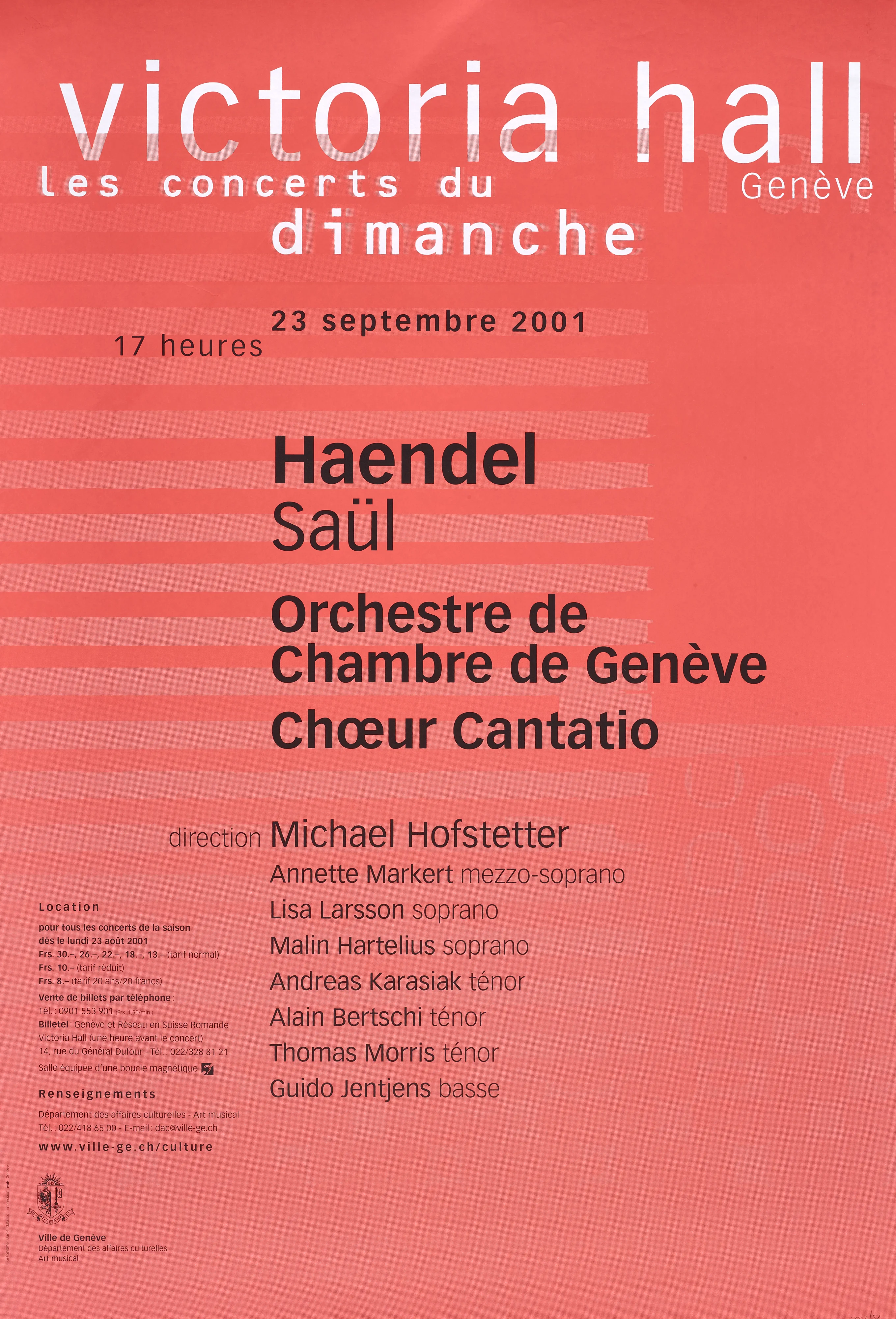 Victoria Hall. Les concerts du dimanche