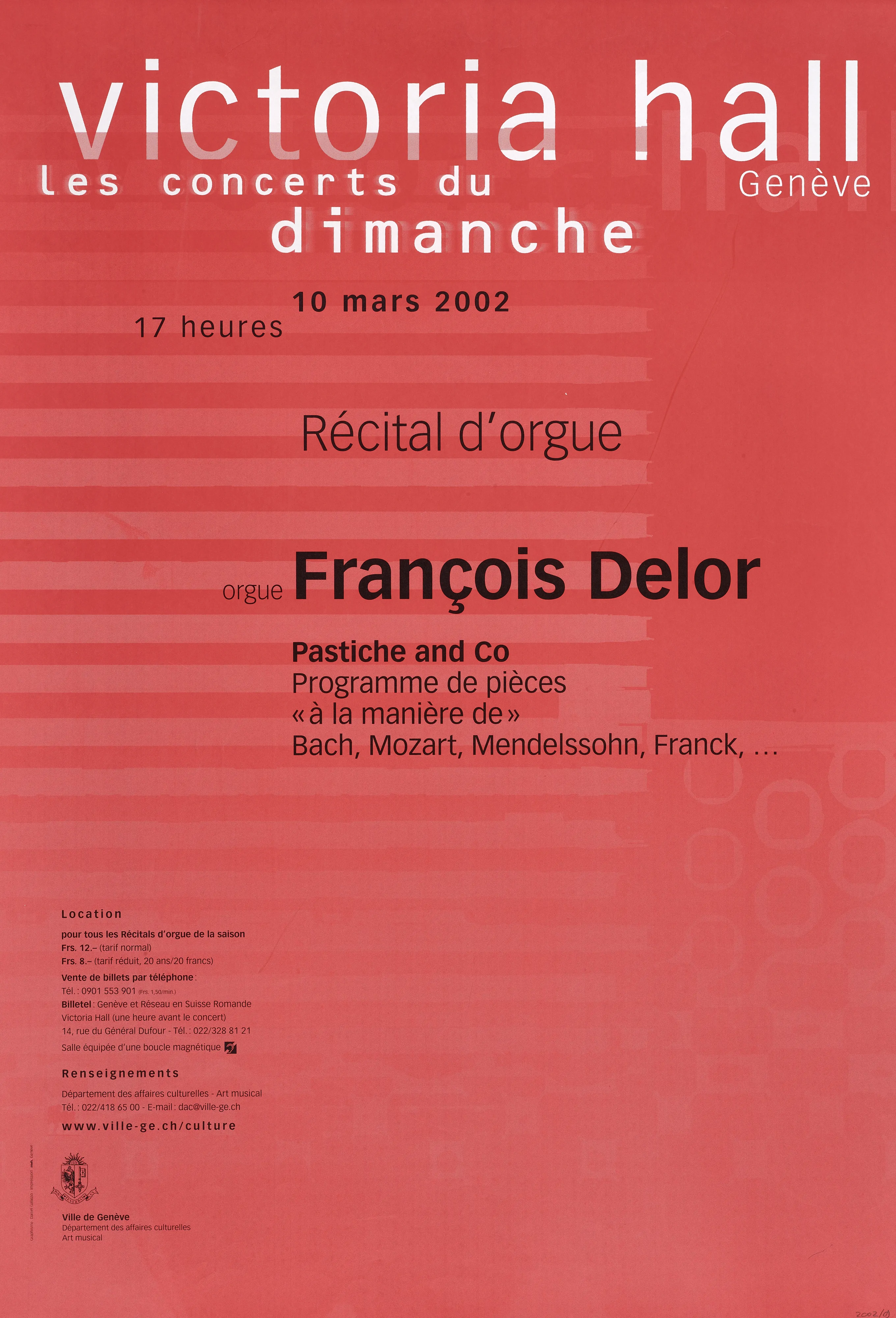 Victoria Hall. Les concerts du dimanche