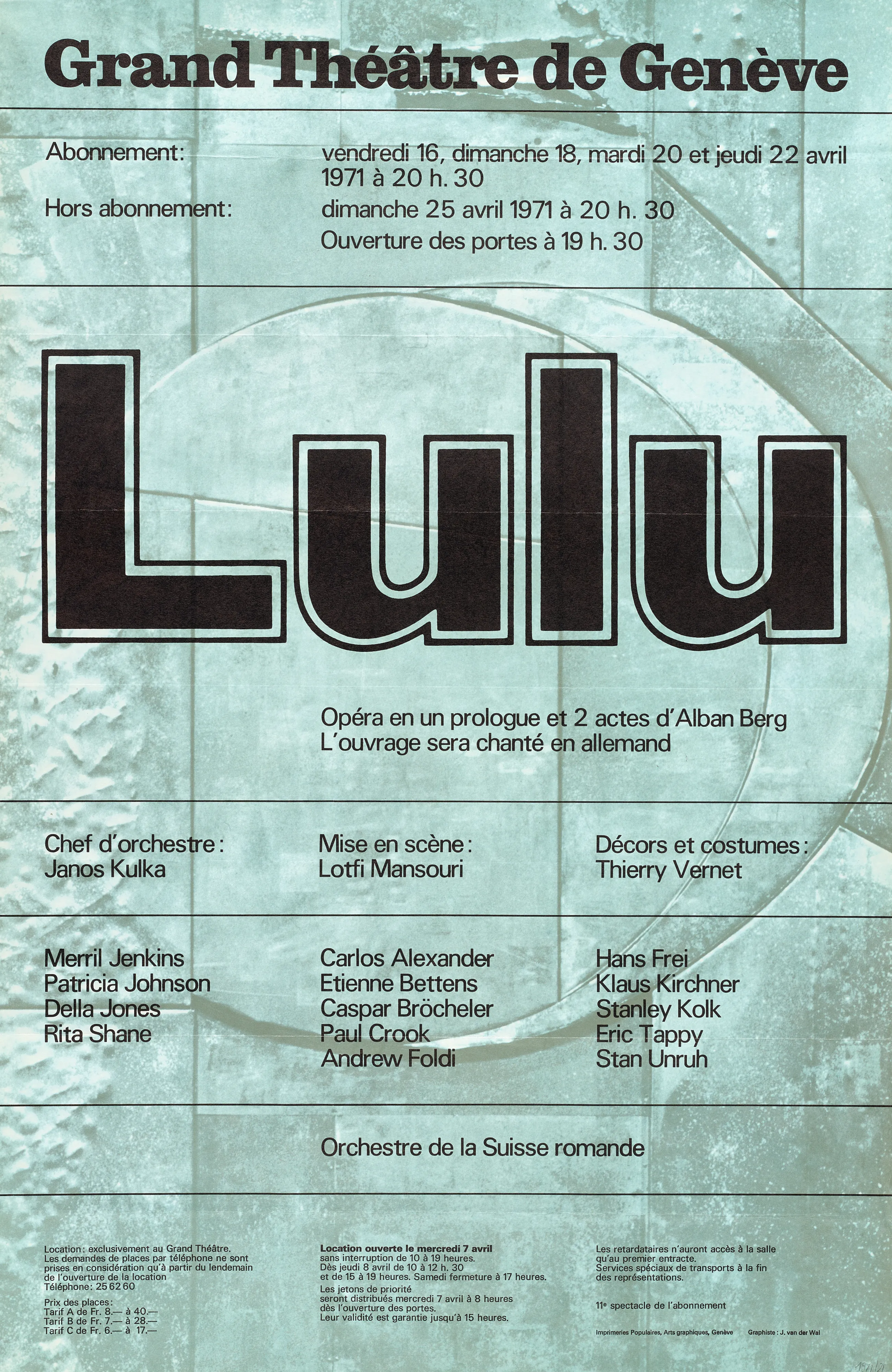 Lulu, opéra en un prologue et 2 actes d’Alban Berg