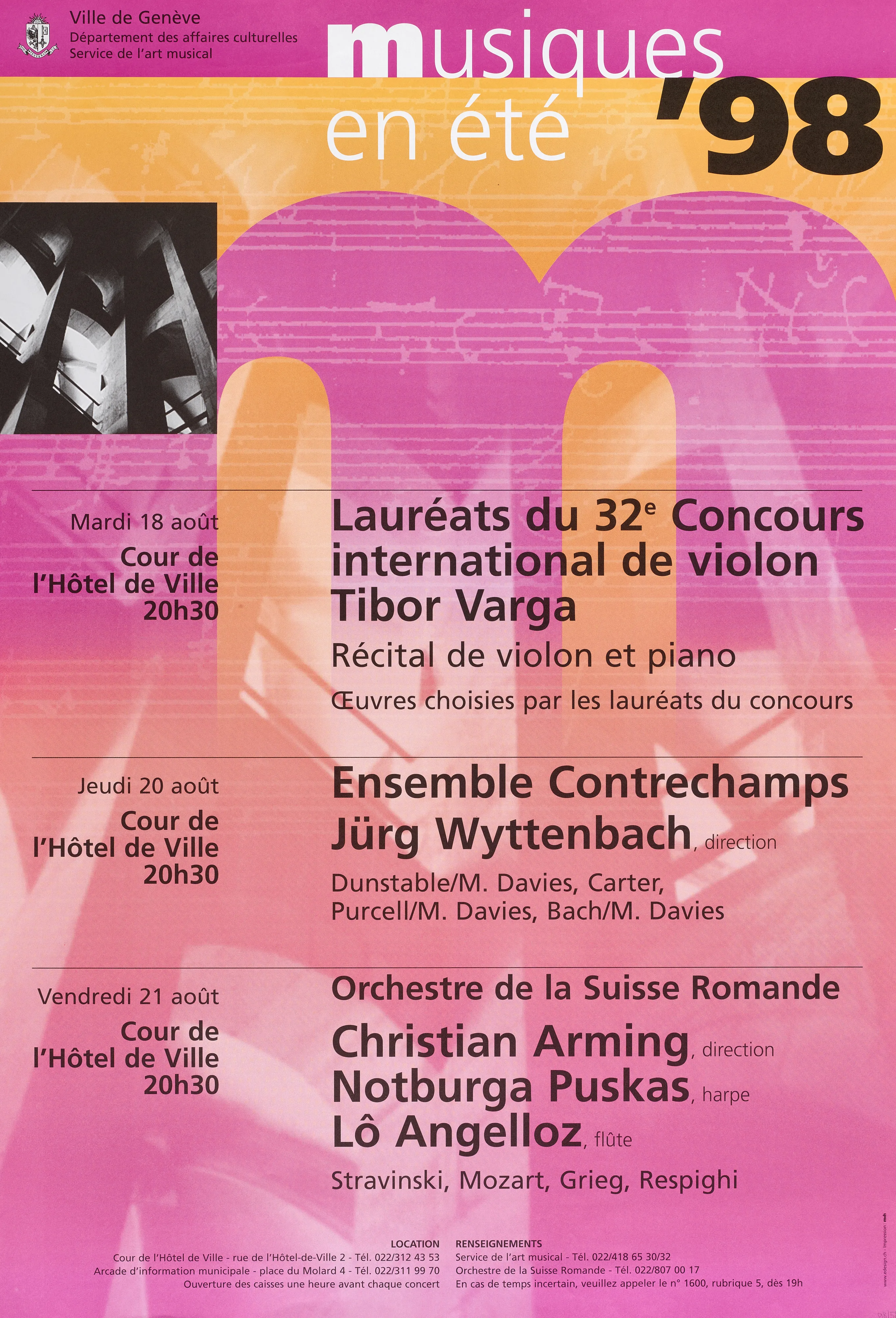Musiques en été ’98, Lauréats du 32e Concours international de violon Tibor Varga