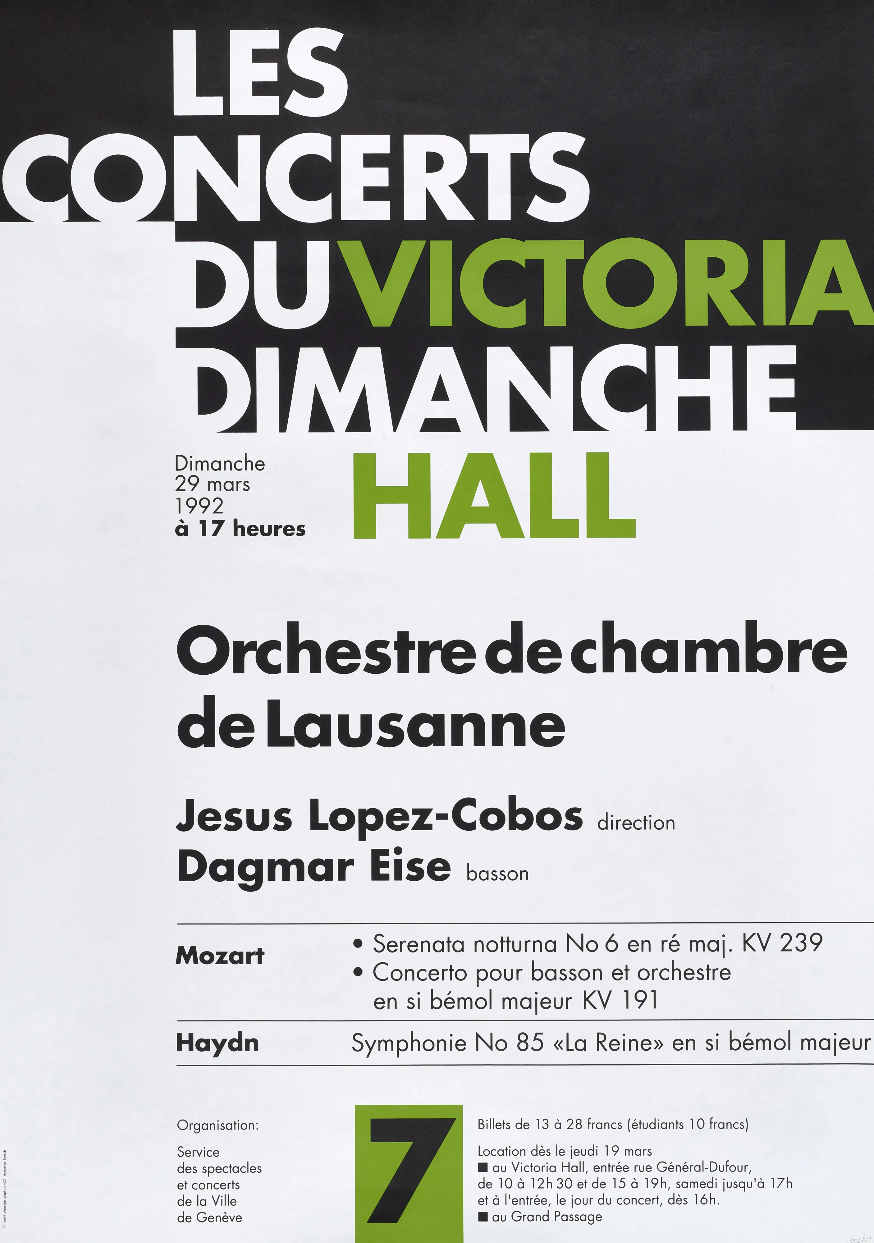 Les Concerts du Dimanche 7, Orchestre de chambre de Lausanne