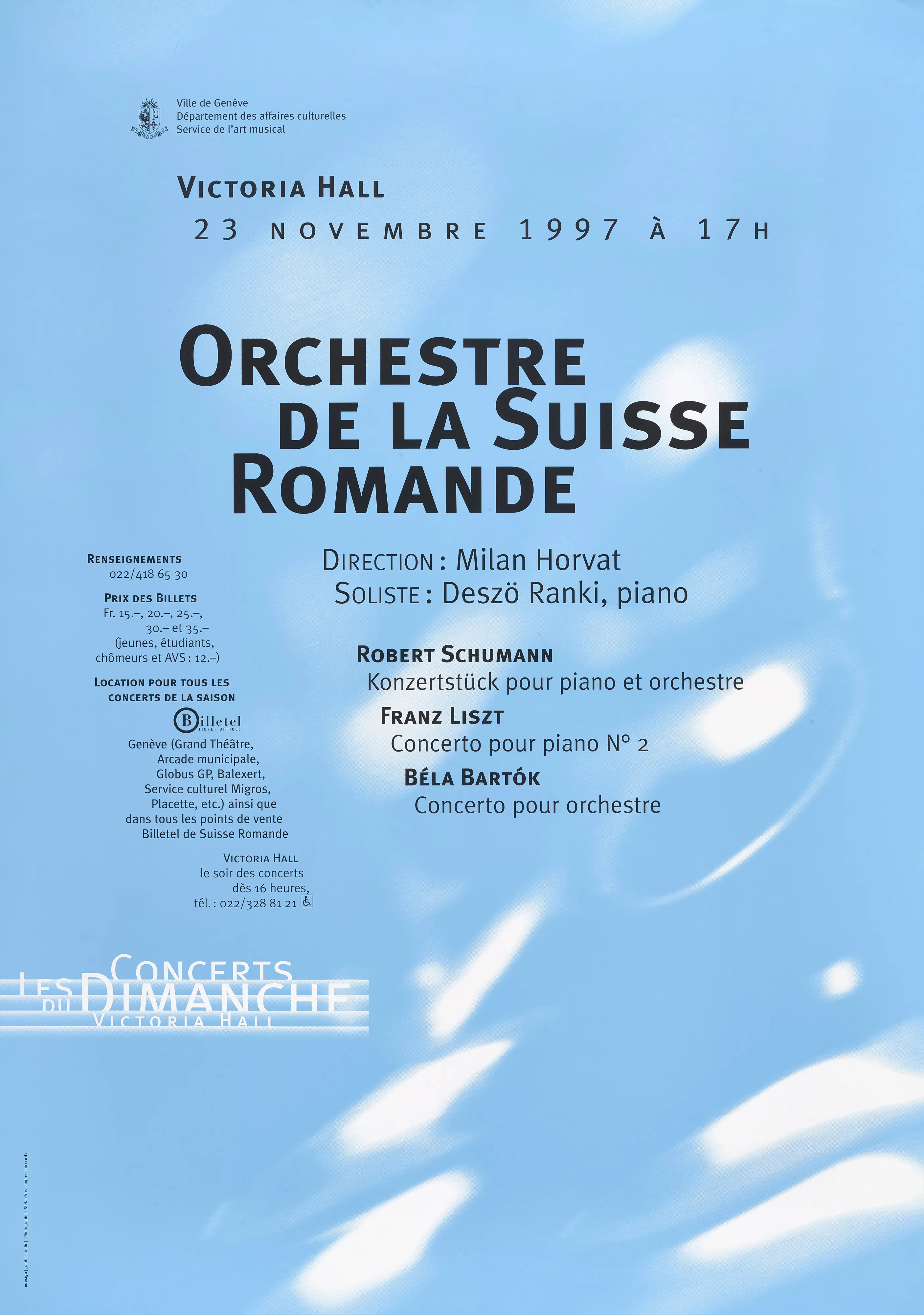 Les Concerts du Dimanche, Orchestre de la Suisse romande