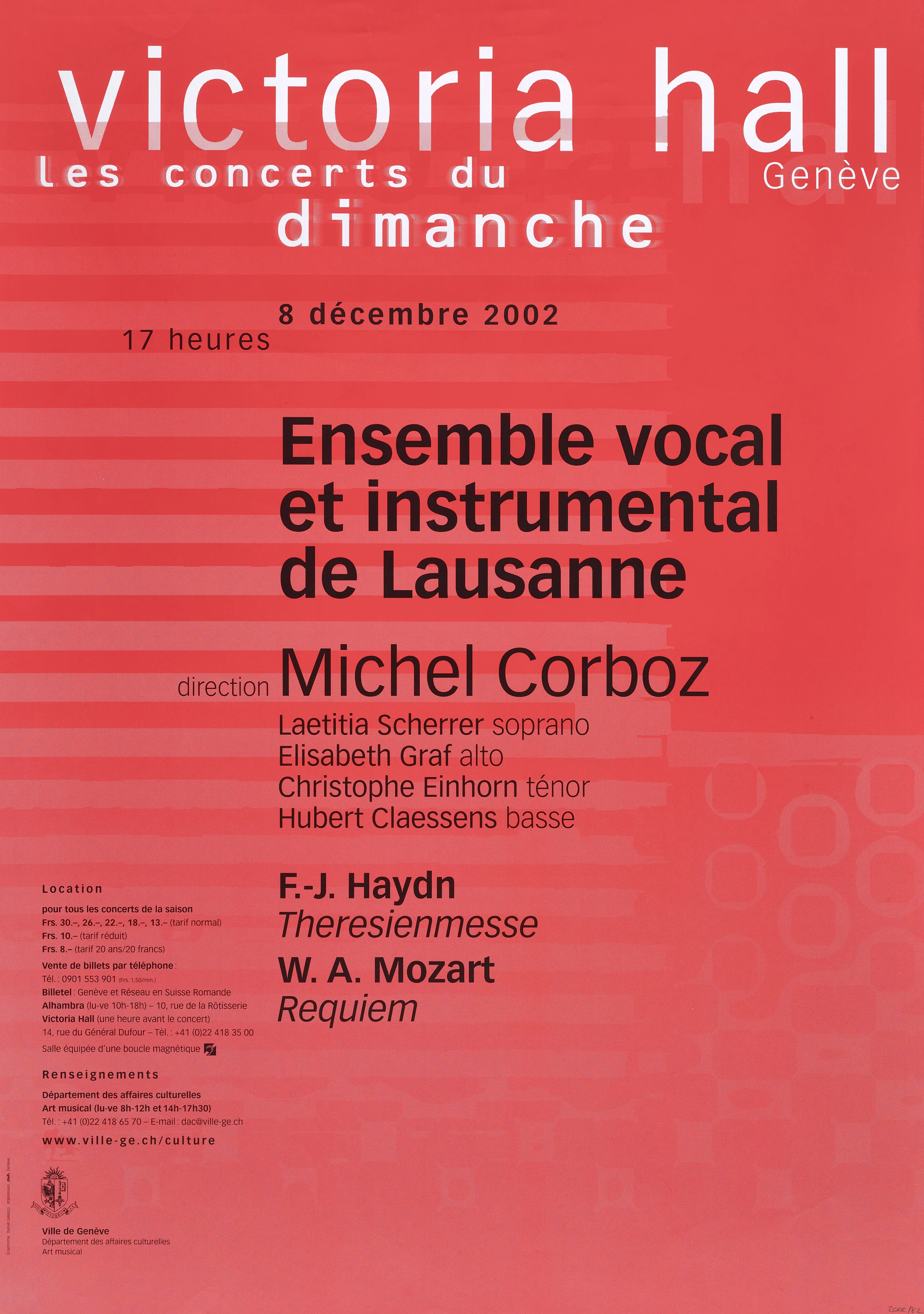 Victoria Hall. Les concerts du dimanche
