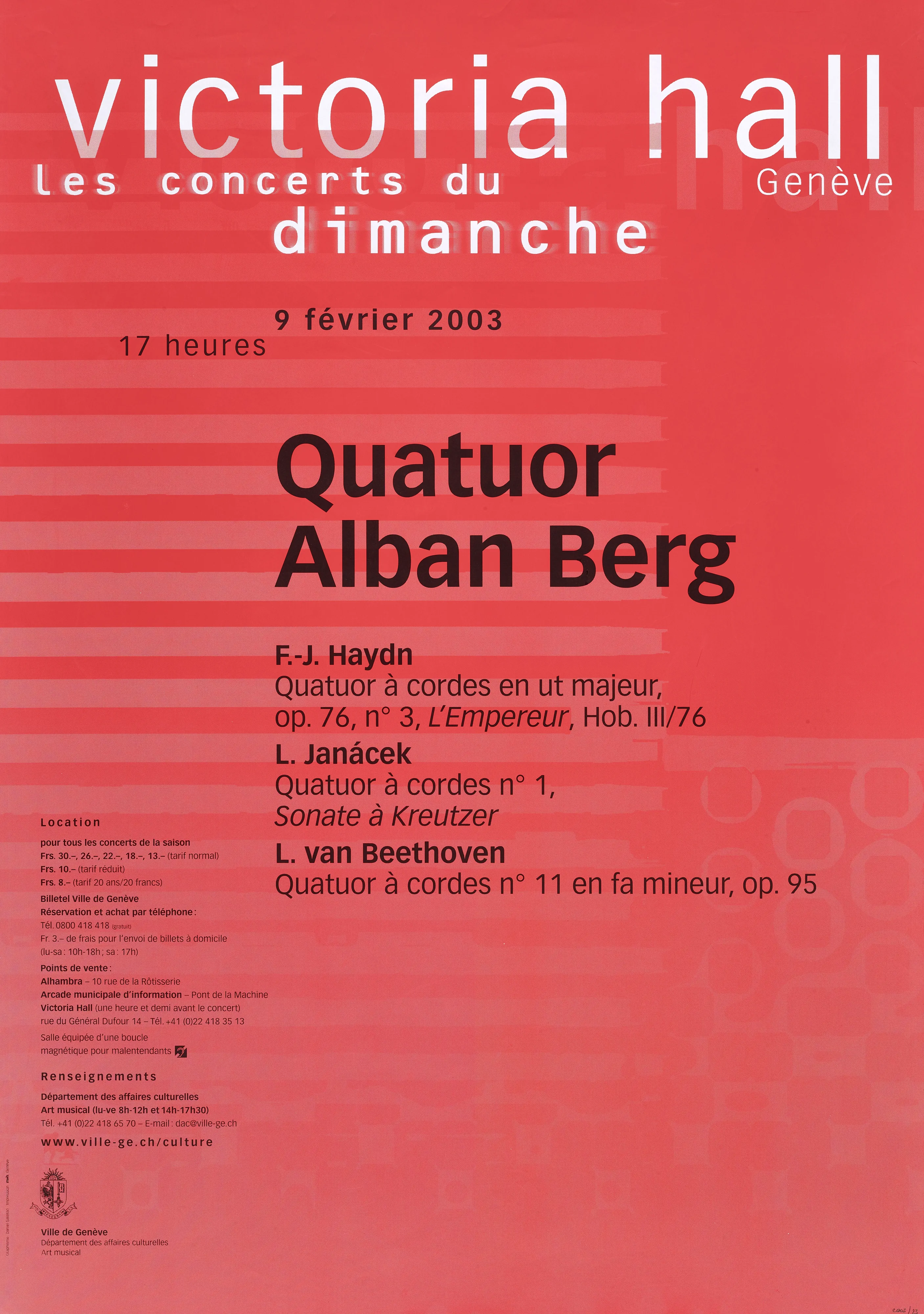 Victoria Hall. Les concerts du dimanche