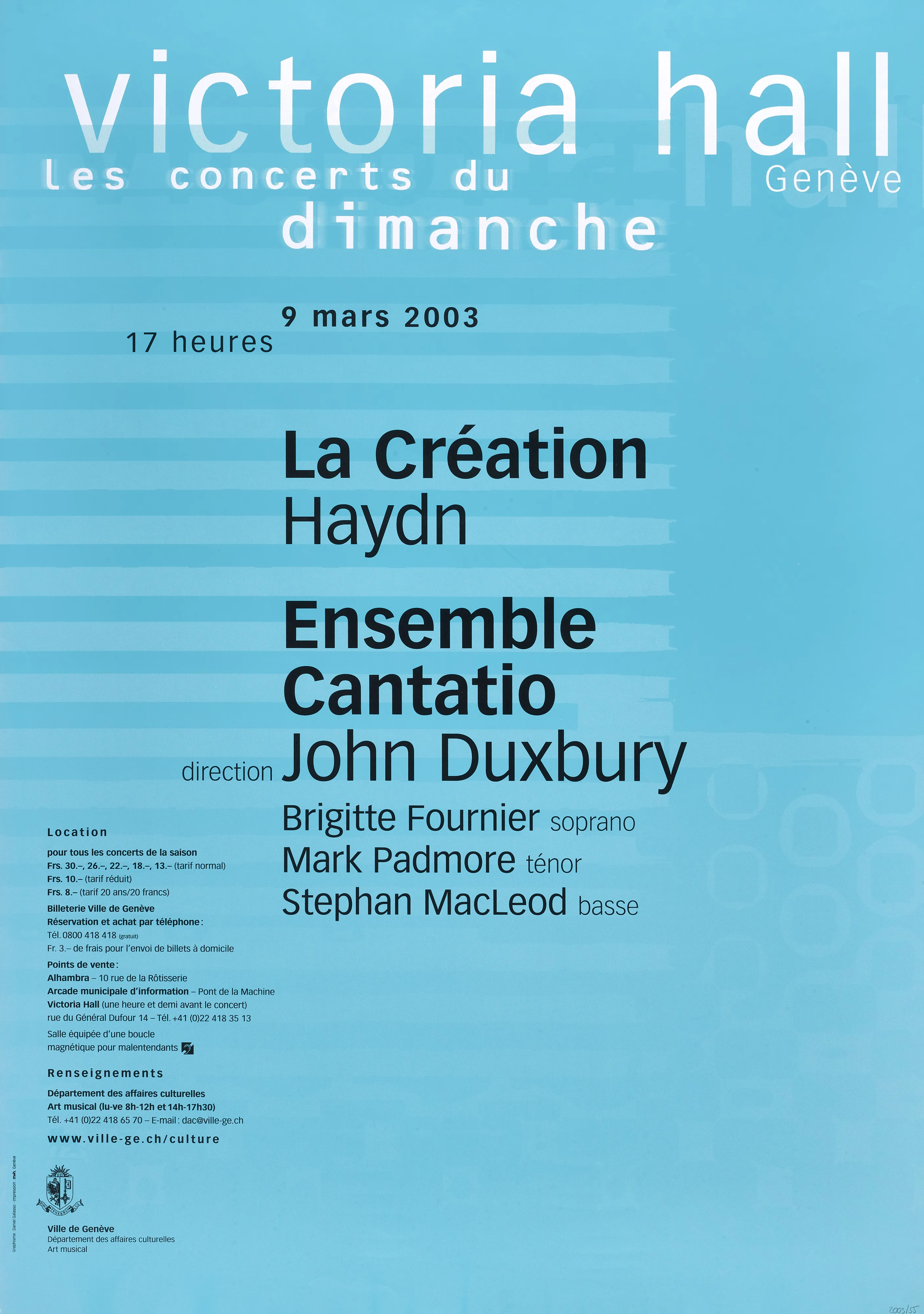 Victoria Hall. Les concerts du dimanche