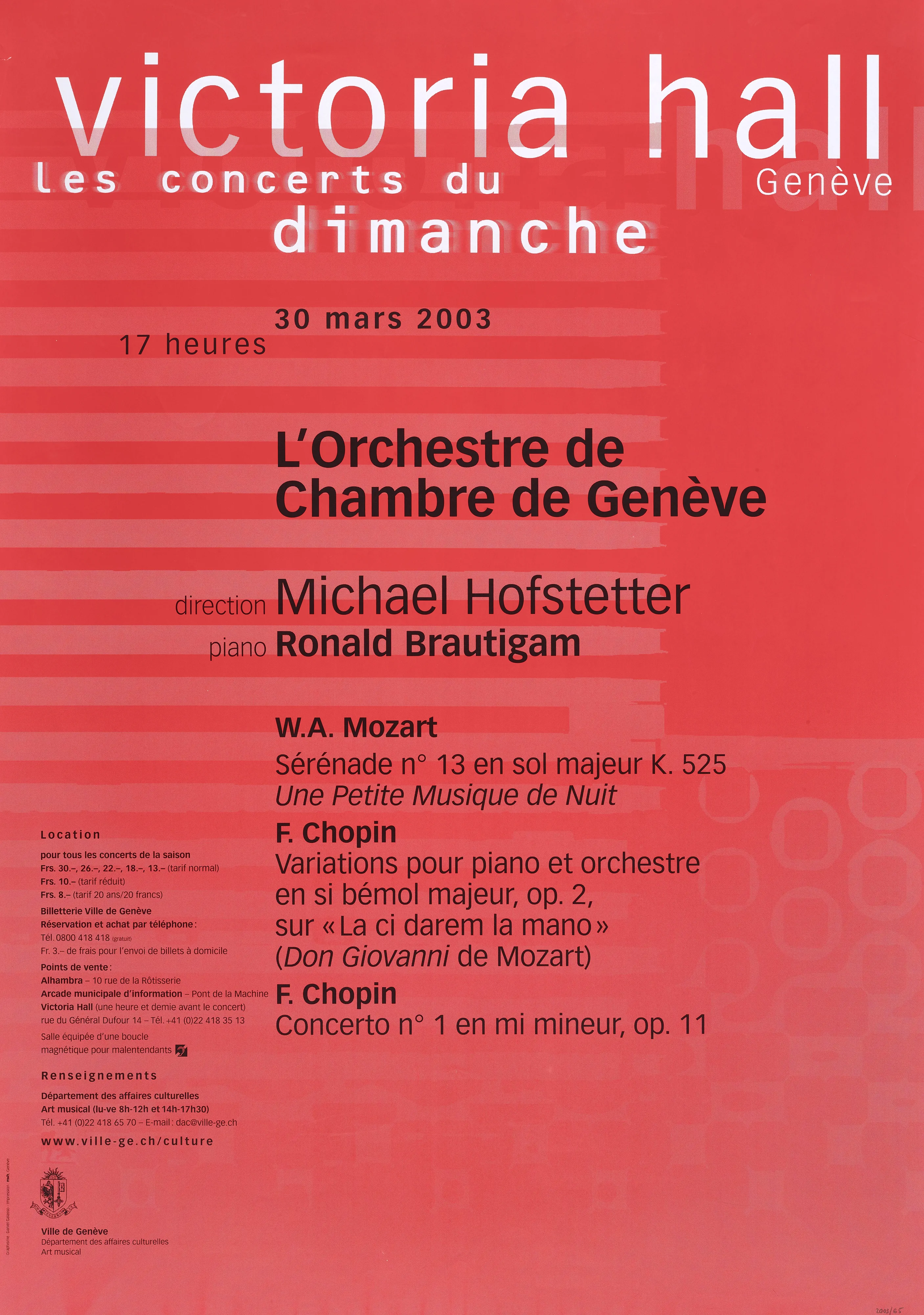 Victoria Hall. Les concerts du dimanche