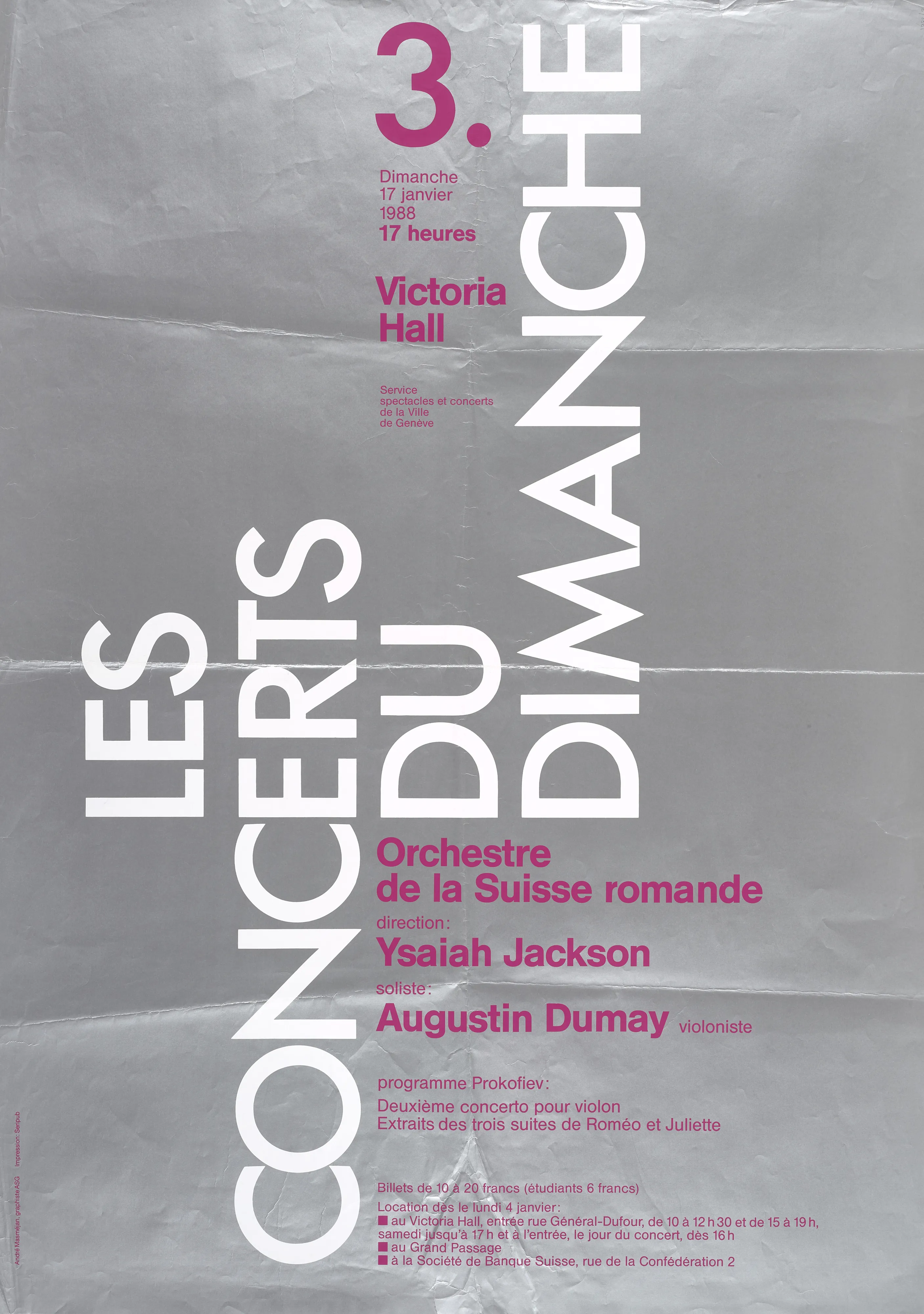 Les Concerts du Dimanche 3, Orchestre de la Suisse Romande