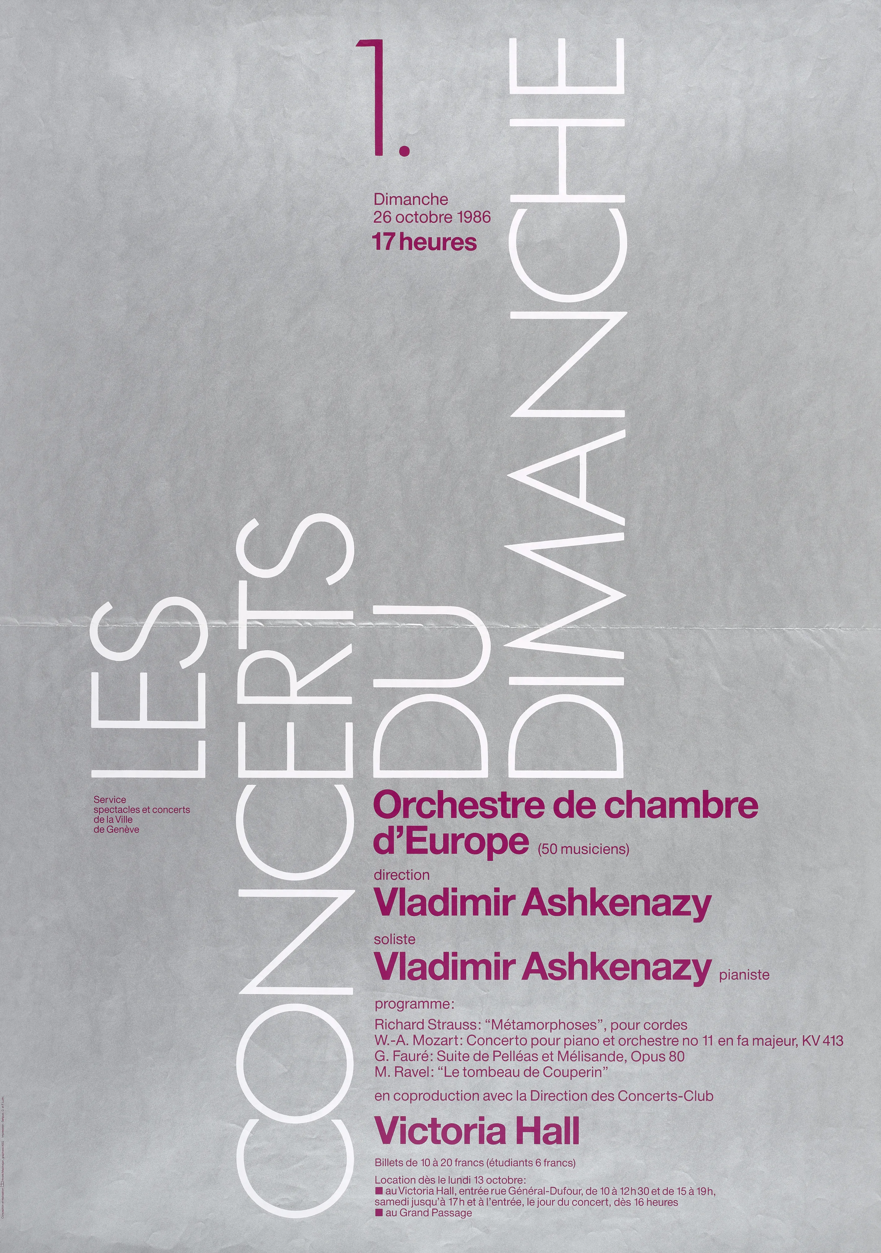 Les Concerts du Dimanche 1, Orchestre de chambre d’Europe (50 musiciens)