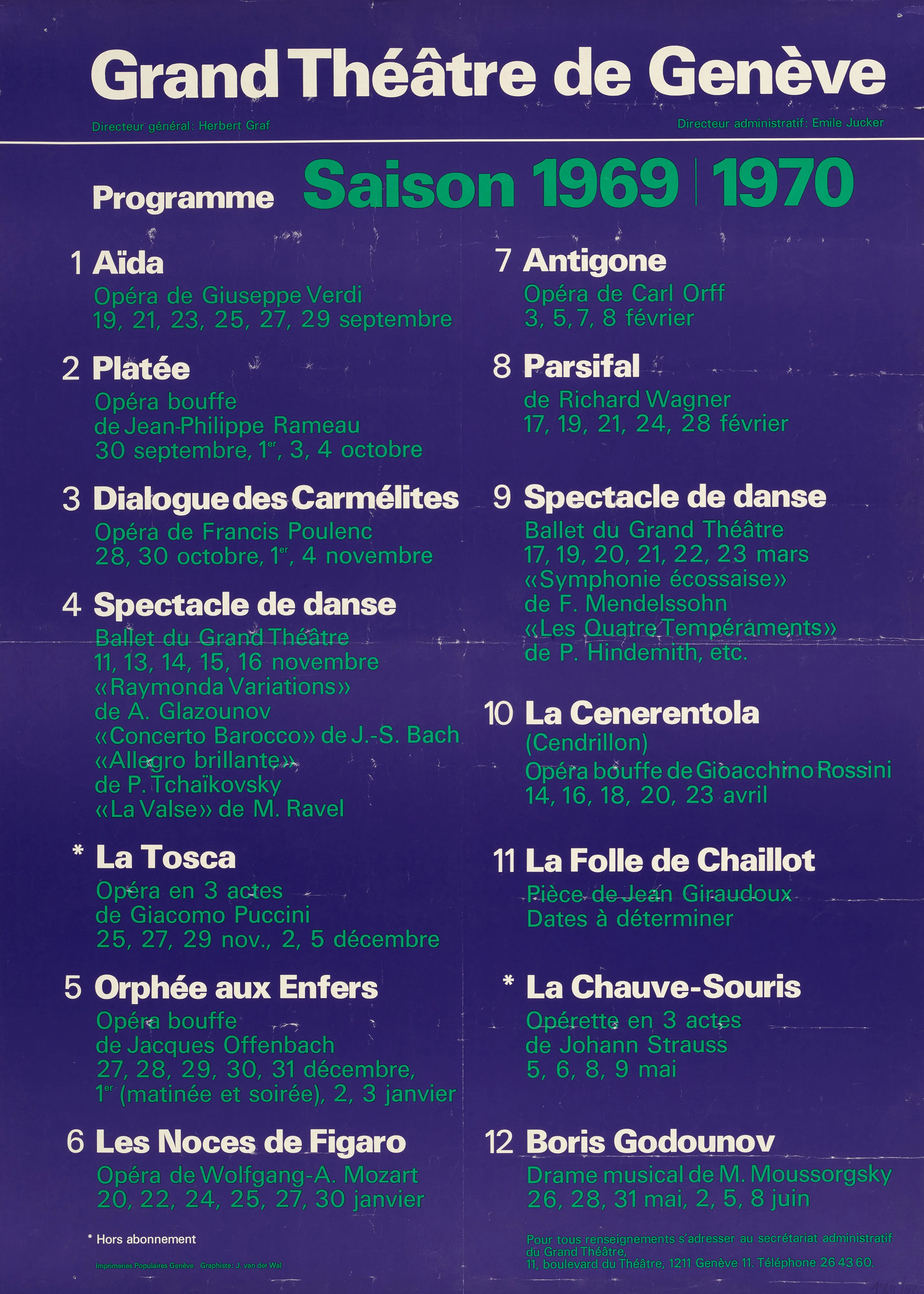 Programme Saison 1969-1970, Aïda