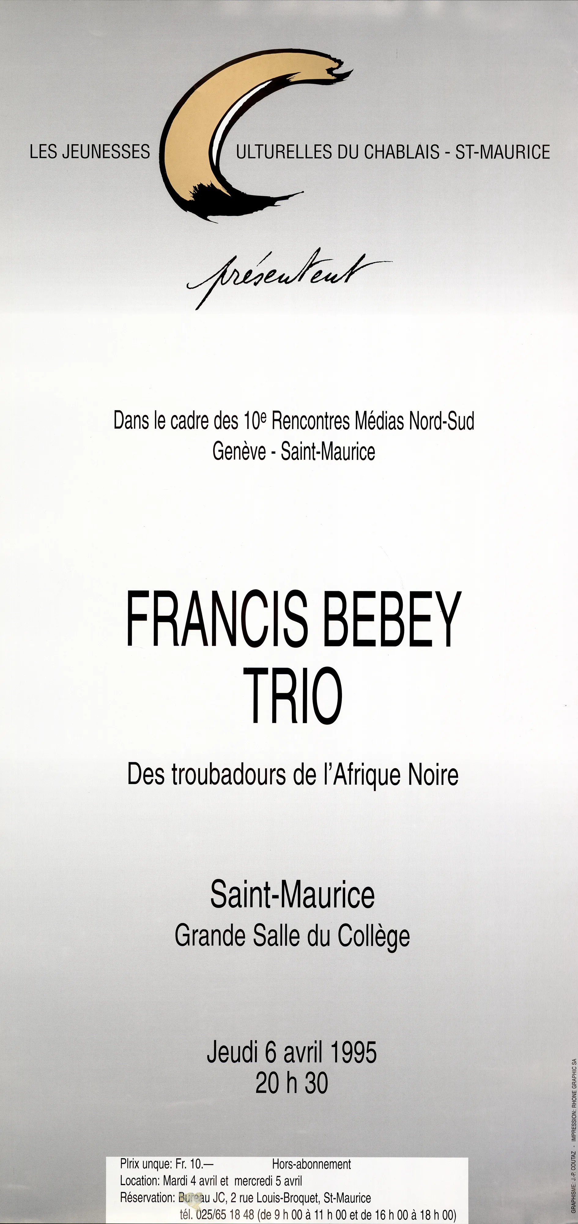 Francis Bebey Trio, dans le cadre des 10e Rencontres Médias Nord-Sud Genève – Saint-Maurice