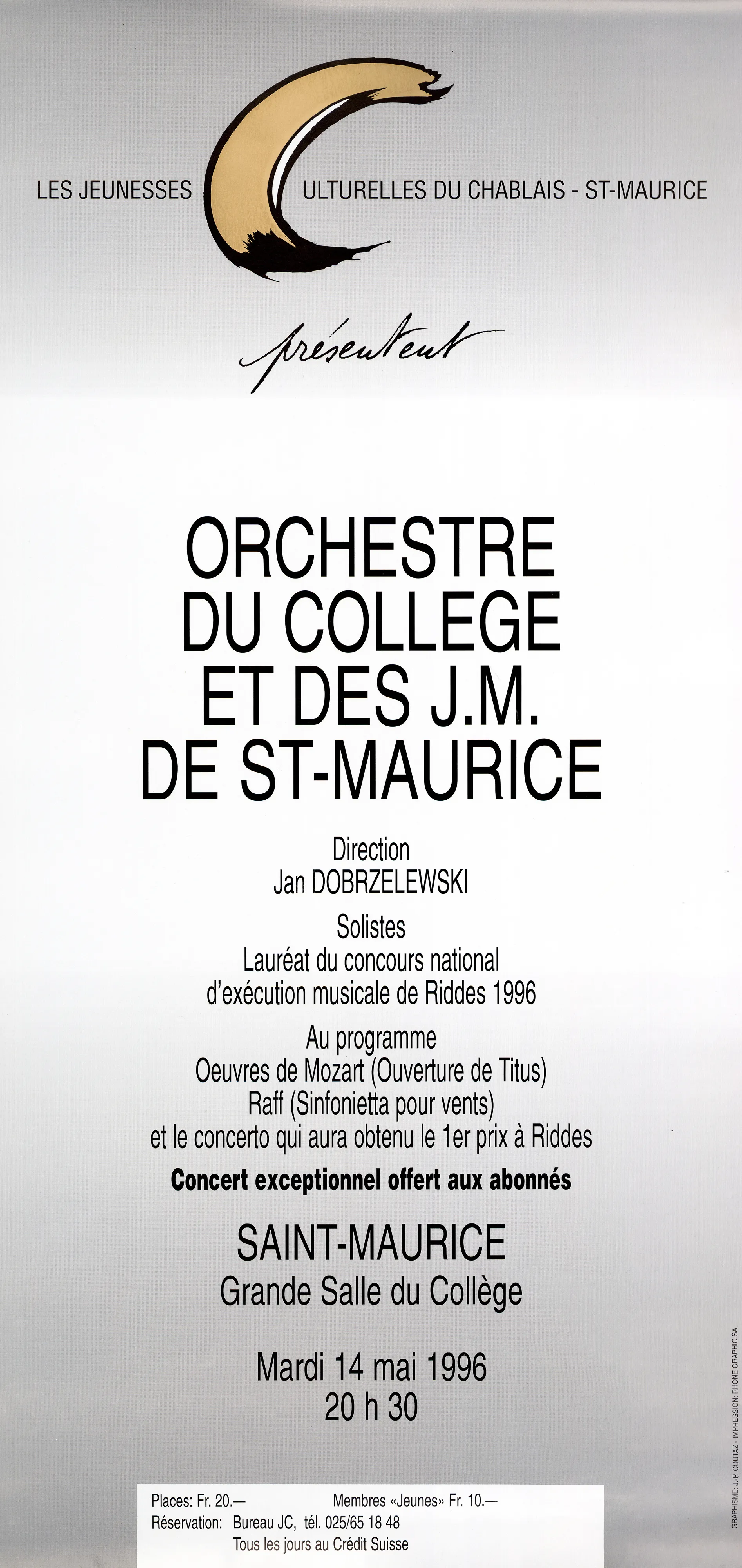 Orchestre du collège et des J.M. de St-Maurice, Direction Jan Dobrzelewski