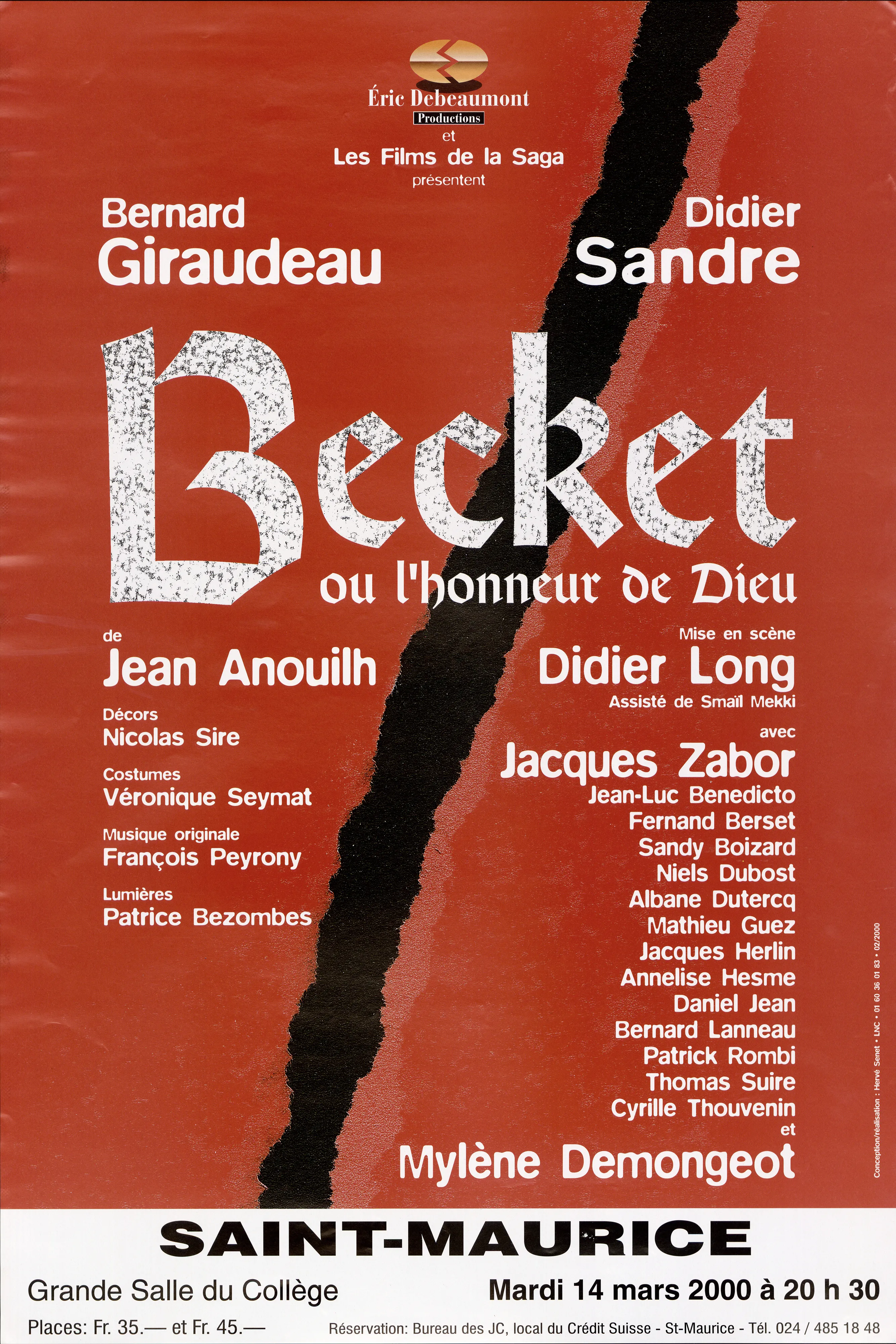 Becket ou l’honneur de Dieu de Jean Anouilh. Mise en scène Didier Long