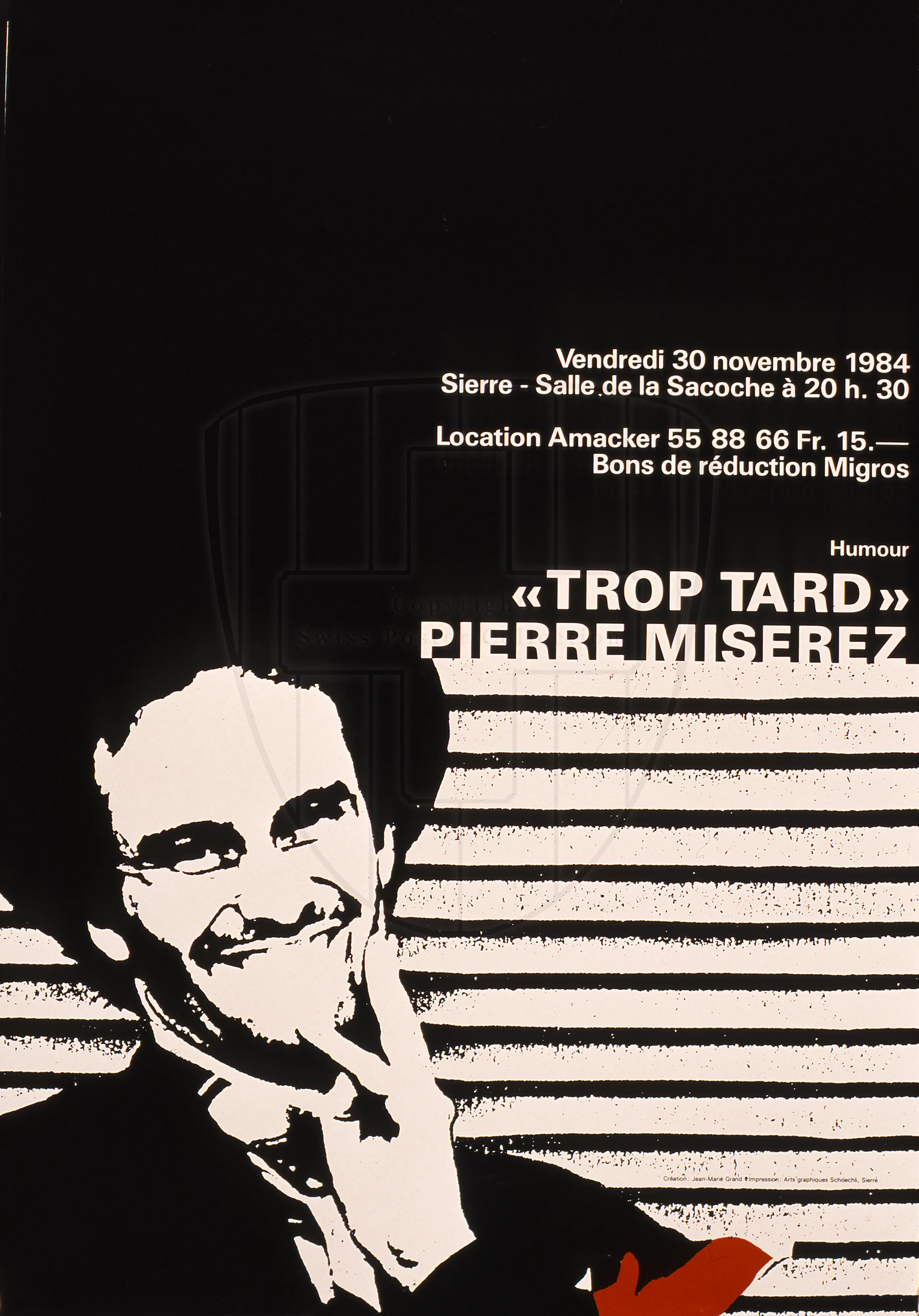 Vendredi 30 novembre 1984, Sierre-salle de la Sacoche …