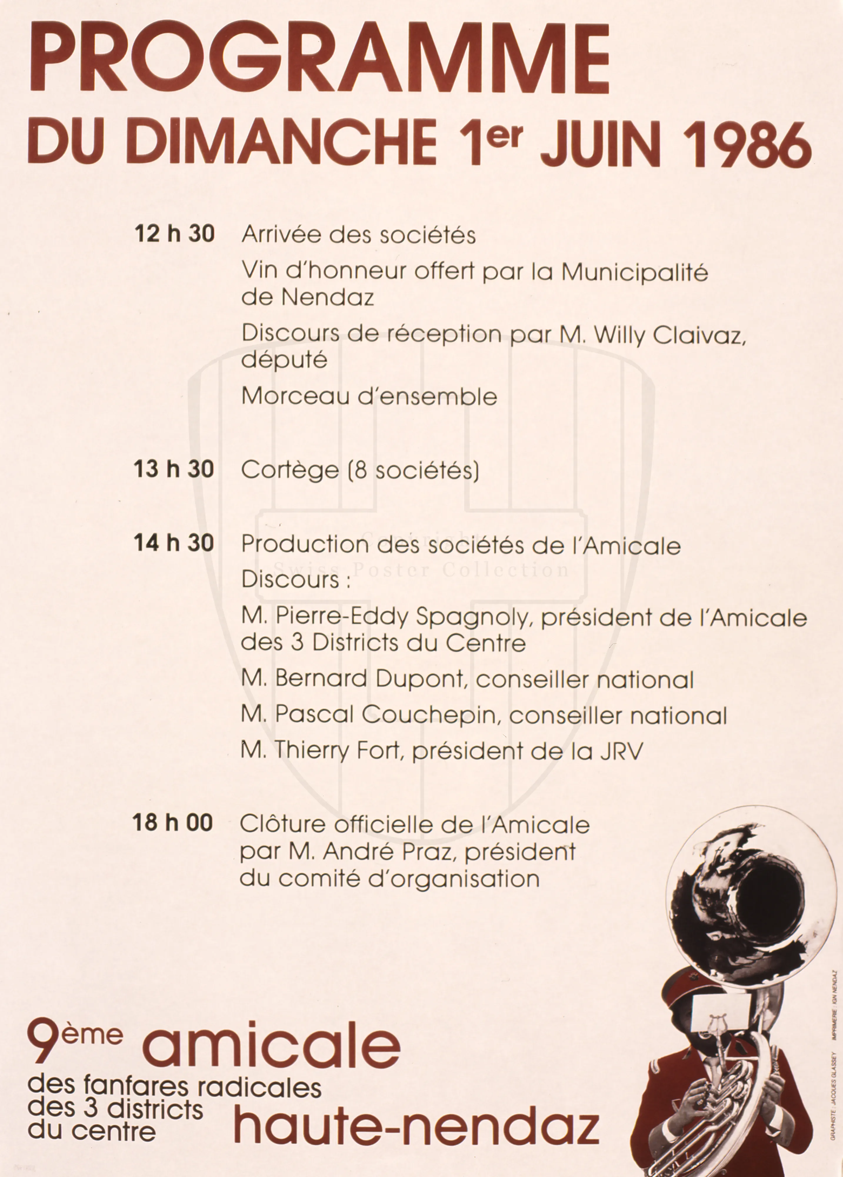 Programme, du … 1er juin 1986