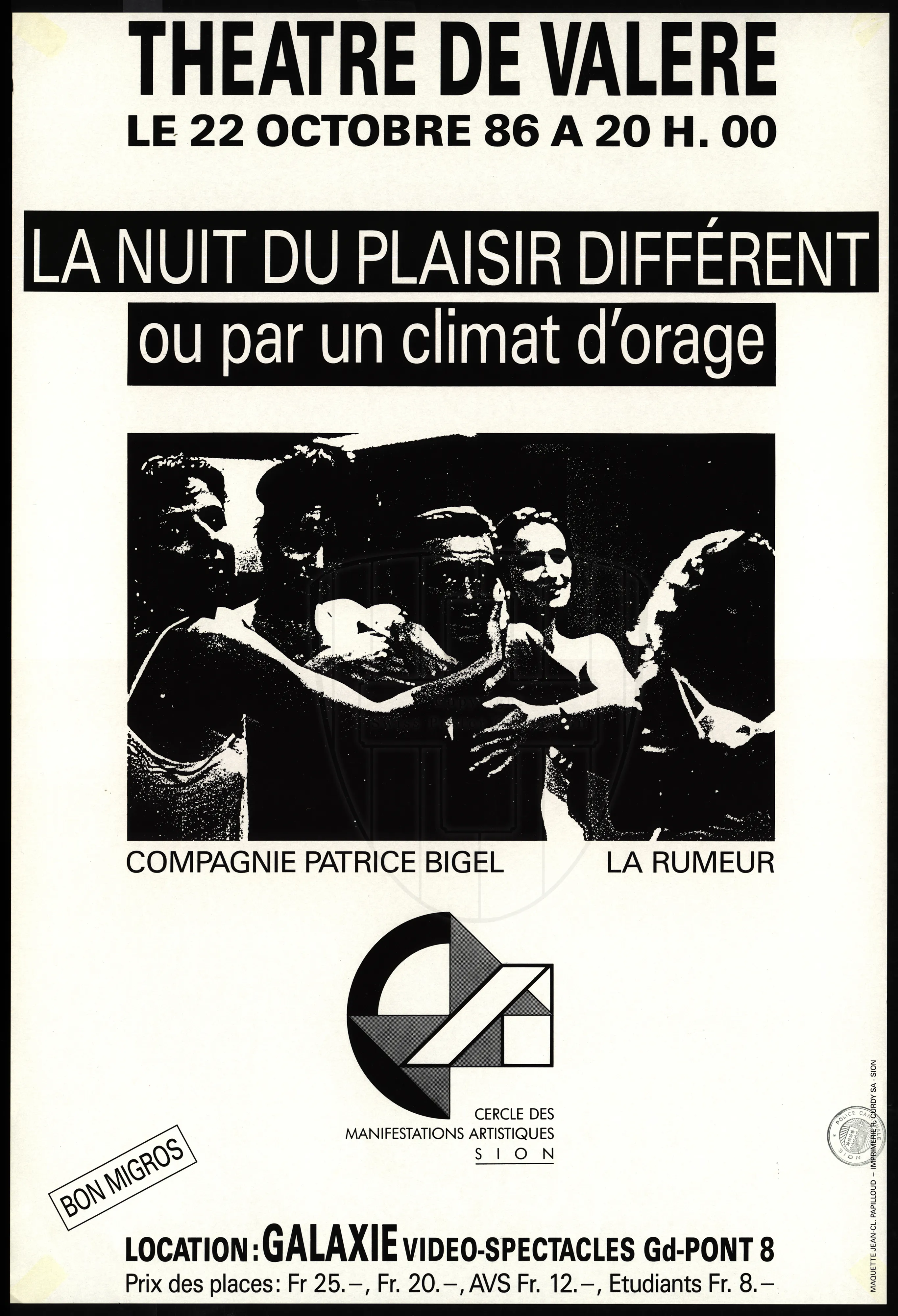 Théâtre de Valère, le 22 octobre 86 …